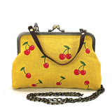 Cherry Kiss Lock Bag in Linen Blend Fabric