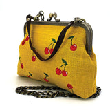Cherry Kiss Lock Bag in Linen Blend Fabric