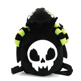 Glow in the Dark Skull Head Spider Plush Backpack in Polyester