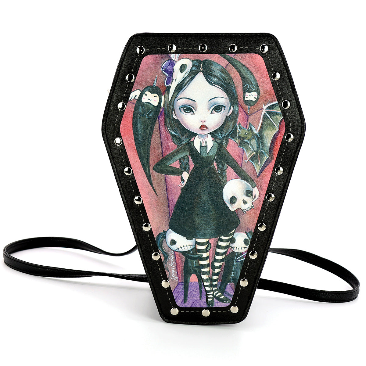 Kreepsville | Coffin Mini Crossbody Bat Purse | Goth Purses | Halloween