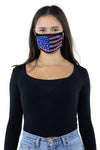 American Flag Rhinestone Face Mask In Polyester, front view on model