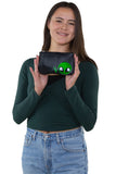 Friendly Alien Wristlet in Vinyl, handheld by model