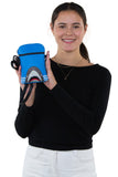 Shark Crossbody Pouch in Vinyl Material, front view on model