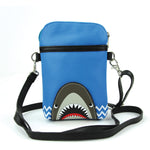 Shark Crossbody Pouch in Vinyl Material front view