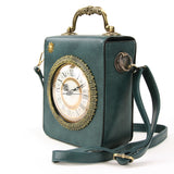 Vintage Clock Rectangle Shoulder Bag in Vinyl Material side view