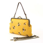 Bees Kisslock Bag in Yellow Cotton side view