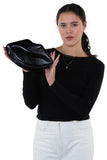 Sleepyville Critters - Shining Lips Cross Body Bag n Vinyl Material, front view on model