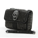 Studded Skull Head Small Shoulder Bag In Vinyl, side view