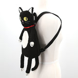 Furry Black Cat Backpack, side view on mannequin