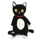 Furry Black Cat Backpack, front view