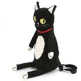 Furry Black Cat Backpack, side view