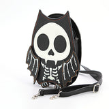 GLOW IN THE DARK SUGAR SKULL BAT SHOULDER BAG, SIDE VIEW