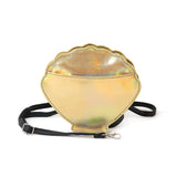 Golden Sea Shell Shoulder Crossbody Bag in Vinyl Material back view