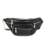 Black Leatherette Fanny Pack in Vinyl Material front view