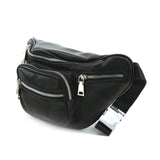 Black Leatherette Fanny Pack in Vinyl Material side view