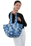 Dual Handle Tote Bag in Canvas Material, handheld by model