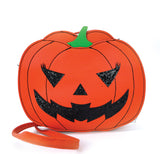Sleepyville Critters - Pumpkin Two Faced Jack O Lantern Crossbody Bag in Vinyl Material