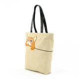 Peeking Tabby Tote Bag in Canvas Material side view