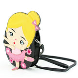 Ballerina Cross Body Bag in Vinyl Material, gold color, side view