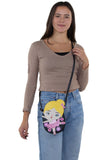 Ballerina Cross Body Bag in Vinyl Material,  gold color, crossbody style on model