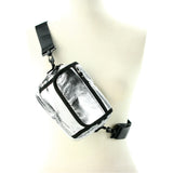 Metallic Cross Body Bag in Vinyl Material, silver color, front view