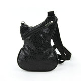 Guitar Crossbody Bag in Vinyl, black color, back view