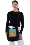 Cute Puppy in the Pocket Tote Bag in Canvas Material, crossbody style on model