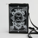Glow in the Dark Book of Spells Crossbody Bag in Vinyl Material front view