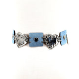 Denim Metal Heart Belt; front view