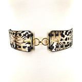 Vinyl Stretch Belt with Leopard Print; front view