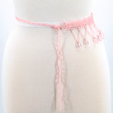 Dangling Gems Beaded Belt in Pink, closure view