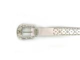 Vinyl Belt with Floral Buckle and Rhinestones in Pink