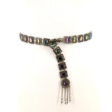 Brass Chain Belt with Rhinestones; front view