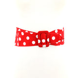 Polka Dots Cotton Soft Belt in Red; front view