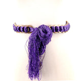 Tassel Belt with Wooden Rings in Purple; tie view