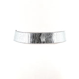 Metallic Croco Vinyl Belt in Silver; back view