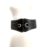 Wide Vinyl Stretch Belt in Black; front view