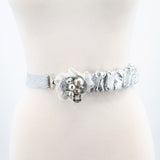 Metallic Crumpled Style Stretchable Belt in Silver; front view