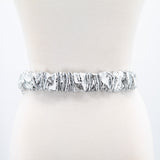 Metallic Crumpled Style Stretchable Belt in Silver; back view