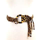 Chiffon Strands Belt in Leopard; front view