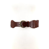 Braided Vinyl Belt with Studs at the back; in Brown, front view