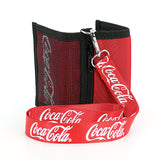 Coca-Cola mesh wallet w/ Strap, front and side view