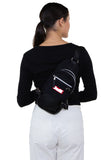 Officially Licensed Coca-Cola Body Bag, black color, back sling style on model