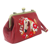 Floral Wreath Horse Kisslock Bag in Vinyl