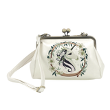 Embroidered Unicorn Kisslock Bag in Vinyl