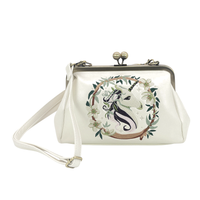 Embroidered Unicorn Kisslock Bag in Vinyl
