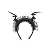 Batwing Lace Headband with Skull Accents
