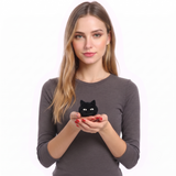 Furry Black Cat Coin Purse with Keychain - 4 Piece Set