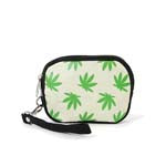 Fresh Green Palmate Leaves Printed Canvas Wristlet