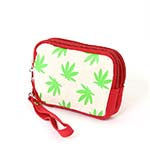 Fresh Green Palmate Leaves Printed Canvas Wristlet